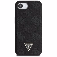 Guess Grained Hot Stamp Peony Triangle Logo magnētiskais viedtālruņa apvalks iPhone 16e - melns