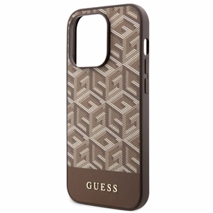 Guess GUHMP14LHGCFSEW iPhone 14 Pro 6.1" brūns/brūns cietais apvalks GCube Stripes MagSafe