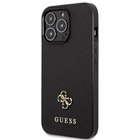 Guess Saffiano 4G Small Metal Logo viedtālruņa apvalks iPhone 13 Pro / 13 6.1" - melna