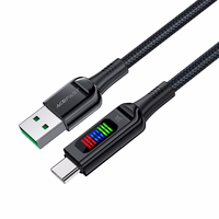Acefast C7-04 USB-A USB-C 60W 1.2m kabelis ar ekrānu - melns