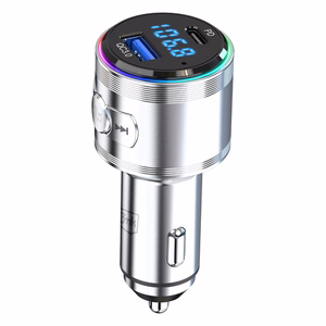 3mk Hyper automašīnas FM raidītājs ar uzlādi, 48 W, QC/PD/PPS, USB 1C1A, sudraba krāsā