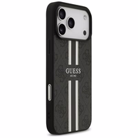 GUESS viedtālruņa apvalks IPHONE 17 Pro Max, saderīgs ar MagSafe GUHMP17XP4RPSK (4G Printed Stripes), melns