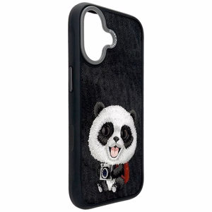 Nimmy Big Eyed Pet 2.0 pandas viedtālruņa apvalks iPhone 17 - melns