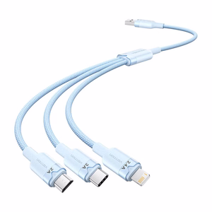 USB 2.0 A-3in1 3A kabelis Vention CTPLG 1,5M (zils)