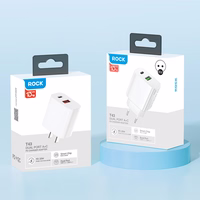 Rock sienas lādētājs T43 - USB + Type C - QC 3.0 PD 20W 3A balts