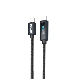 Dudao L7C USB-C - USB-C 100W kabelis ar LED ekrānu 1m - melns