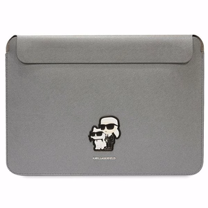 Karl Lagerfeld Saffiano Karl&Choupette apvalks 16" portatīvajam datoram - sudraba