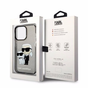 Karl Lagerfeld Spīdums Karl&Choupette viedtālruņa apvalks iPhone 14 Pro - melns