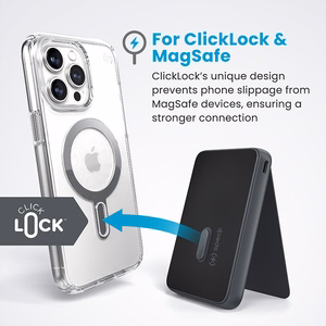 Speck StandyBank + ClickLock 5 000 mAh magnētiskais ārējais akumulators ar statīvu, līdz 15 W bezvadu uzlāde, saderīgs ar MagSafe, melns