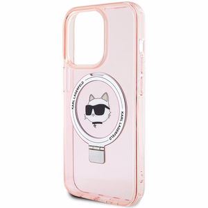 Karl Lagerfeld KLHMP15XHMRSCHP iPhone 15 Pro Max 6.7" rozā ar statīvu Viedtālruņa apvalks Choupette Head MagSafe