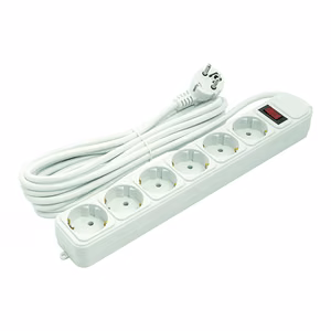 Extension cord 5m, 6 sockets, ar switch