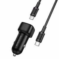 Auto lādētājs Borofone BZ34B 38W USB-C/USB-A + USB-C uz USB-C kabelis 1.0m melns