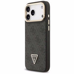 Guess 4G PU Triangle Logo & Stand Camera Magsafe чехол iPhone 17 Pro Max - черный