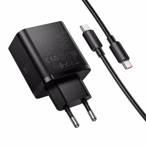 tālruņa lādētājs Hoco 2x USB C + USB A QC3.0 PD 3A 65W + datu kabelis USB C to USB C N75 melns