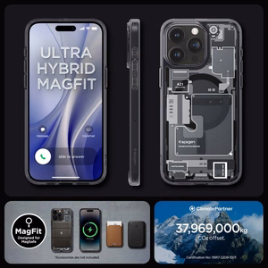 Spigen Ultra Hybrid Mag apvalks viedtālrunim iPhone 15 Pro ar MagSafe - tumši pelēks (Zero One Pattern)