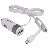 REMAX automašīnas lādētājs RCC-102 - USB - 3,4A ar 2 in 1 kabeli Micro USB, Lightning sudraba