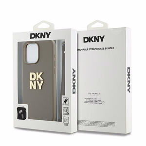 DKNY Viedtālruņa apvalks ar siksniņu un logotipu iPhone 15 Pro Max - bēšs