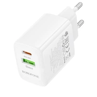 Borofone Lādētājs BN27 USB + Type C - QC 3.0 PD 20W balts