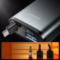 Joyroom JR-CCL07 3 vienā automašīnas lādētājs ar iebūvētu izbīdāmu kabeli - tumši pelēks