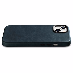 Чехол iCarer Oil Wax Premium Leather для iPhone 14 Plus магнитный кожаный с MagSafe тёмно-синий