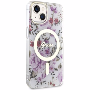 Guess GUHMP14MHCFWST iPhone 14 Plus 6.7" caurspīdīgs cietais apvalks Zieds Magnētiskais