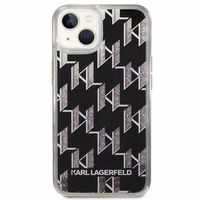 Karl Lagerfeld KLHCP14SLMNMK iPhone 14 6.1 "cietais viedtālruņa apvalks melns / melns šķidrais mirdzums Monogram