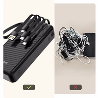 Dudao K11 Pro 20000mAh portatīvais lādētājs ar iebūvētiem kabeļiem - melna