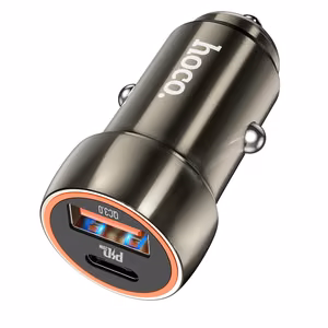Автомобильное зарядное устройство Hoco USB A + USB C PD QC3.0 3A 20W Z46A металл серое