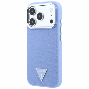 Guess Grained Triangle Logo vāciņš modelim iPhone 18 Pro / 17 Pro, saderīgs ar MagSafe – zils