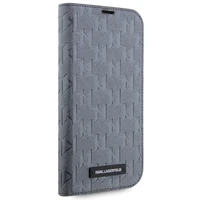 Karl Lagerfeld KLBKP14LSAKLHPG iPhone 14 Pro 6.1" grāmatas apvalks sudraba/sudraba Saffiano Monogram