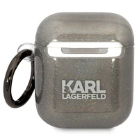 Karl Lagerfeld KLA2HNKCTGK Airpods 1/2 apvalks melns/melns Gliter Karl&Choupette