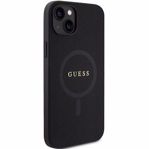 Guess GUHMP15MPSAHMCK iPhone 15 Plus 6.7" melns/melns cietais apvalks Saffiano MagSafe