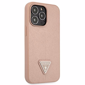 Guess GUHCP13LPSATLP iPhone 13 Pro / 13 6.1" розовый/розовый жёсткий чехол SaffianoTriangle Logo