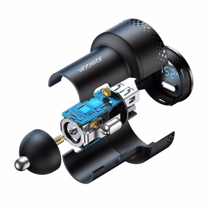 Automašīnas lādētājs Joyroom „JR-CCD02" melns 70W (2xUSB-C) ar LED ekrānu