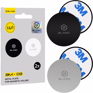 Blavec Metal plate for magnetic holder BM-03 set of 2 pieces round (40mm) black and silver