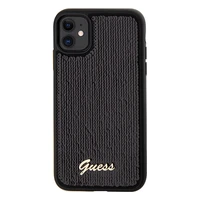 Guess Spīdumi uzraksts metāla viedtālruņa apvalks iPhone 11 / Xr - melns