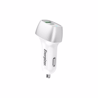 Energizer Ultimate - USB-C & USB-A 38W PD + QC3.0 auto lādētājs (balts / sudrabs)
