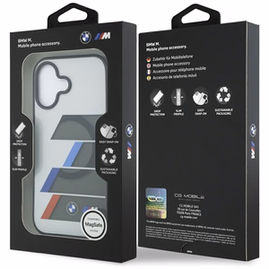BMW M IML Metāla pogas Tricolor Lines MagSafe futrālis iPhone 17 - Pelēks