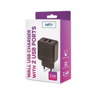Setty lādētājs 2x USB 2,4A melns