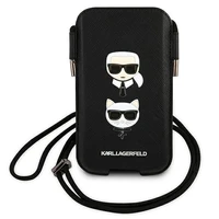 Karl Lagerfeld Saffiano Ikonik Karl&Choupette Head 6.1'' Soma - melna