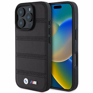 BMW M perforētā un sašūtā līnija Magnētiskais apvalks iPhone 16 Pro - melns