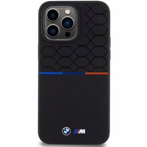 BMW M Silikona rakstains Magnētiskais viedtālruņa apvalks iPhone 15 Pro Max - melns
