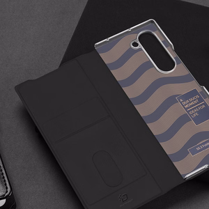 Dux Ducis Brill ādas apvalks Samsung Galaxy Z Fold 6 ar atvārumu un kartes nodalījumu - melns