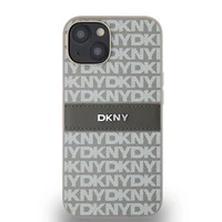 DKNY ādas mono svītra un metāla logotips viedtālruņa apvalks iPhone 15/14/13 - bēšs