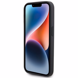 BMW BMHCP15L22PTDK viedtālruņa apvalks iPhone 15 Pro 6.1" melns/melns ādas ar trīskrāsu emblēmu