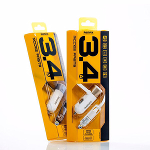 REMAX automašīnas lādētājs RCC-102 - USB - 3,4A ar 2 in 1 kabeli Micro USB, Lightning sudraba