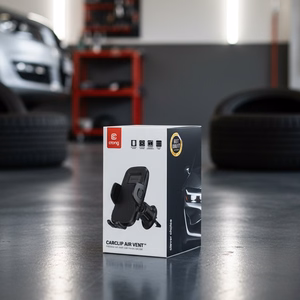 Crong Carclip Air Vent universāls automašīnas tālruņa turētājs ventilācijas restei, melns