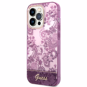 Guess Porcelain Collection viedtālruņa apvalks iPhone 14 Pro Max - fuksīna
