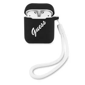 Guess GUACA2LSVSBW AirPods vāciņš melns/balts Silikona Vintage