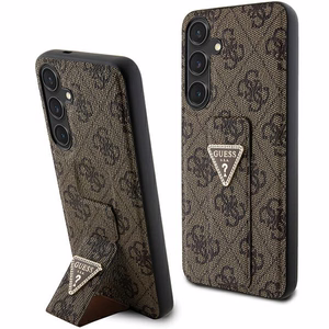Guess GUHCS24SPGS4TDW S24 S921 brūns/brūns ciets apvalks Grip Stand 4G Triangle Strass